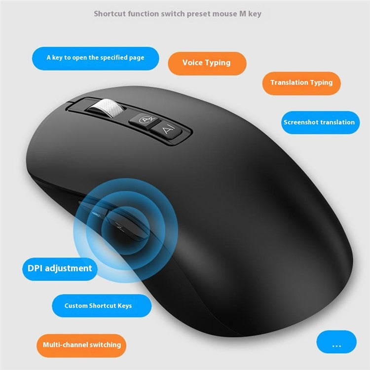 V12 AI Smart Voice Wireless Mouse Real Time Translation Bluetooth Mouse (International Edition) - Black