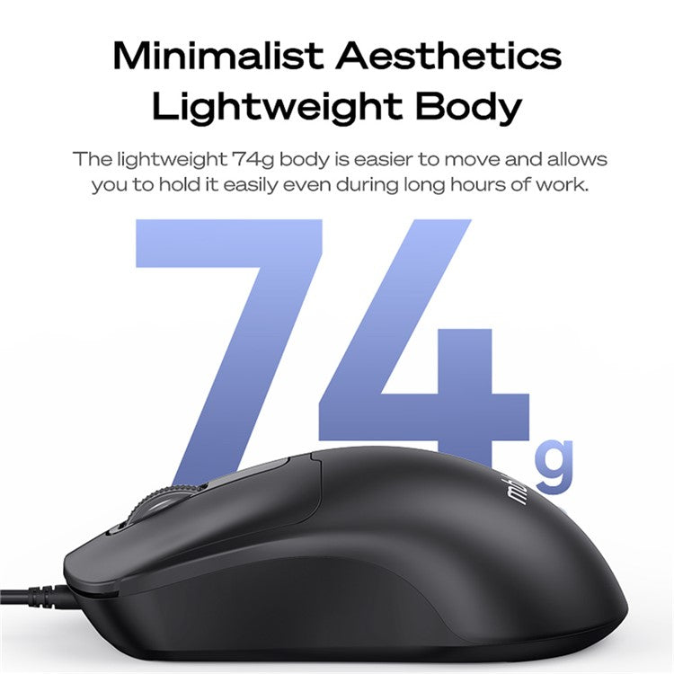MBLUE M204 Ergonomic USB Wired Mouse 1200 DPI 3 Buttons Mouse for Laptop and PC - Black