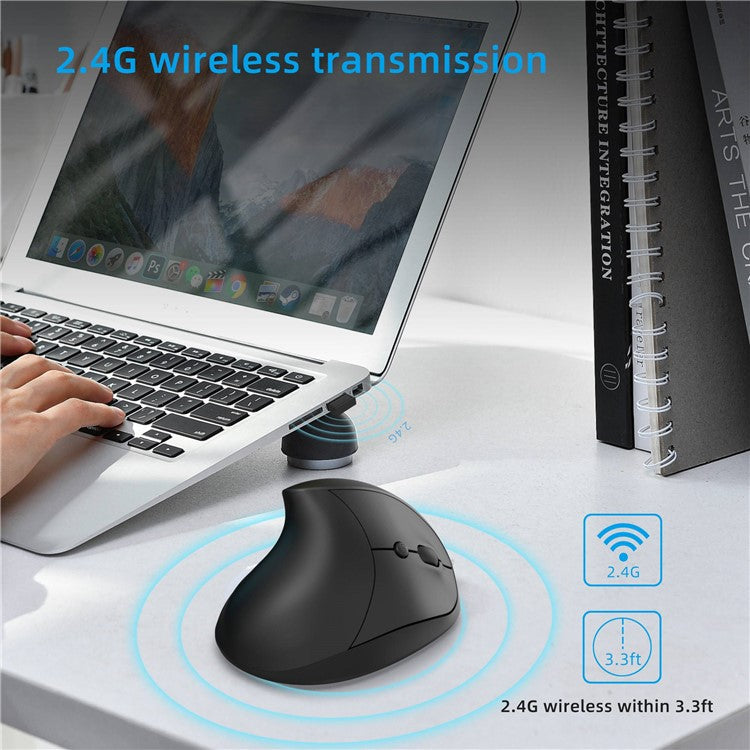 X10 Battery Powered Ergonomic Vertical Mouse 2.4G Wireless Right / Left Computer Mice 6D Optical Gaming Mouse - Black
