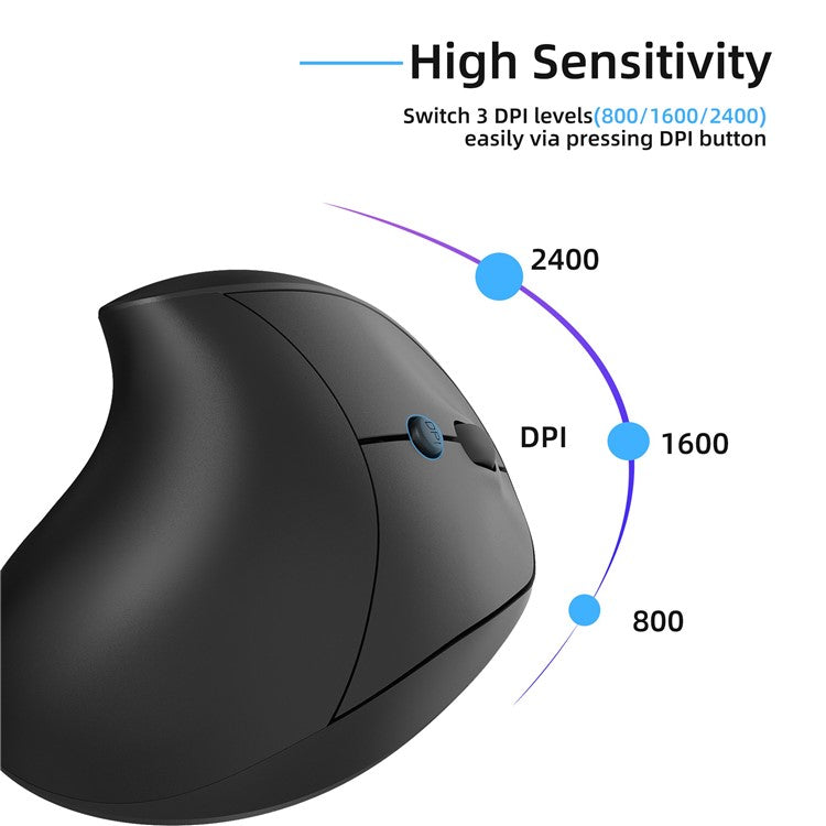 X10 Battery Powered Ergonomic Vertical Mouse 2.4G Wireless Right / Left Computer Mice 6D Optical Gaming Mouse - Black
