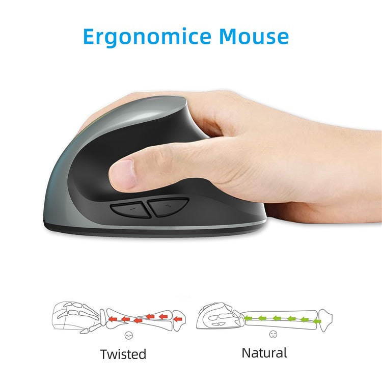 X10 Battery Powered Ergonomic Vertical Mouse 2.4G Wireless Right / Left Computer Mice 6D Optical Gaming Mouse - Grey