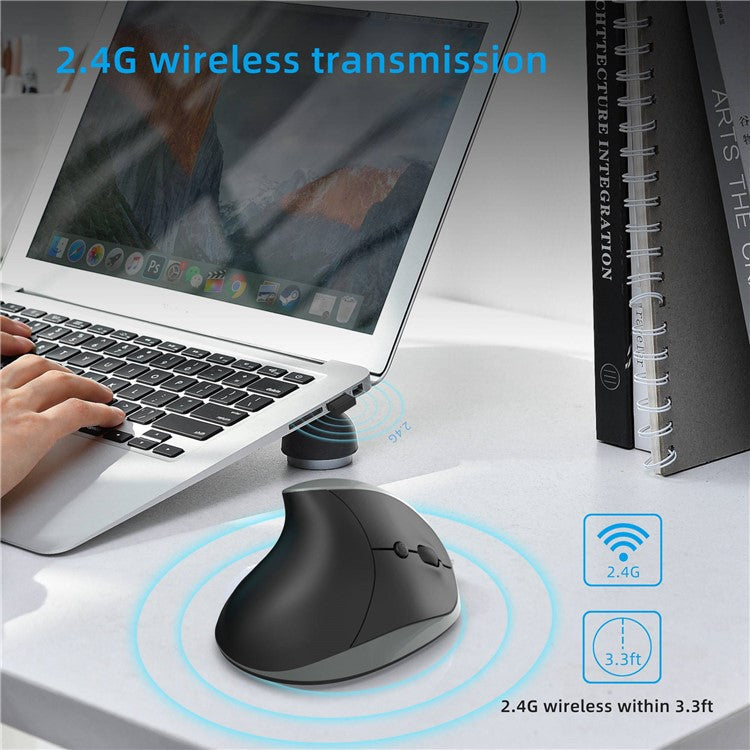 X10 Battery Powered Ergonomic Vertical Mouse 2.4G Wireless Right / Left Computer Mice 6D Optical Gaming Mouse - Grey