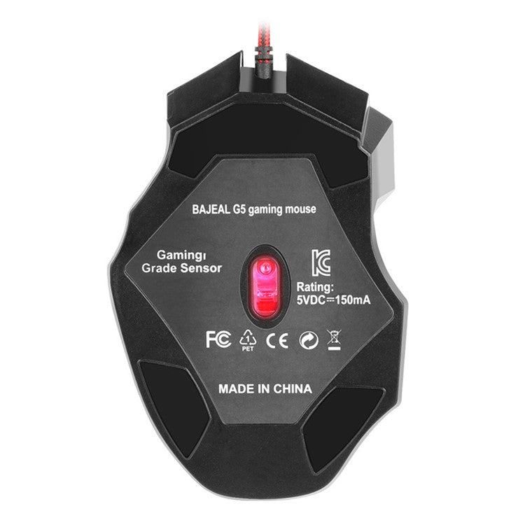 BAJEAL G5 7-Key 3200DPI Optical Mouse RGB Light USB Wired Computer Laptop Gaming Mice
