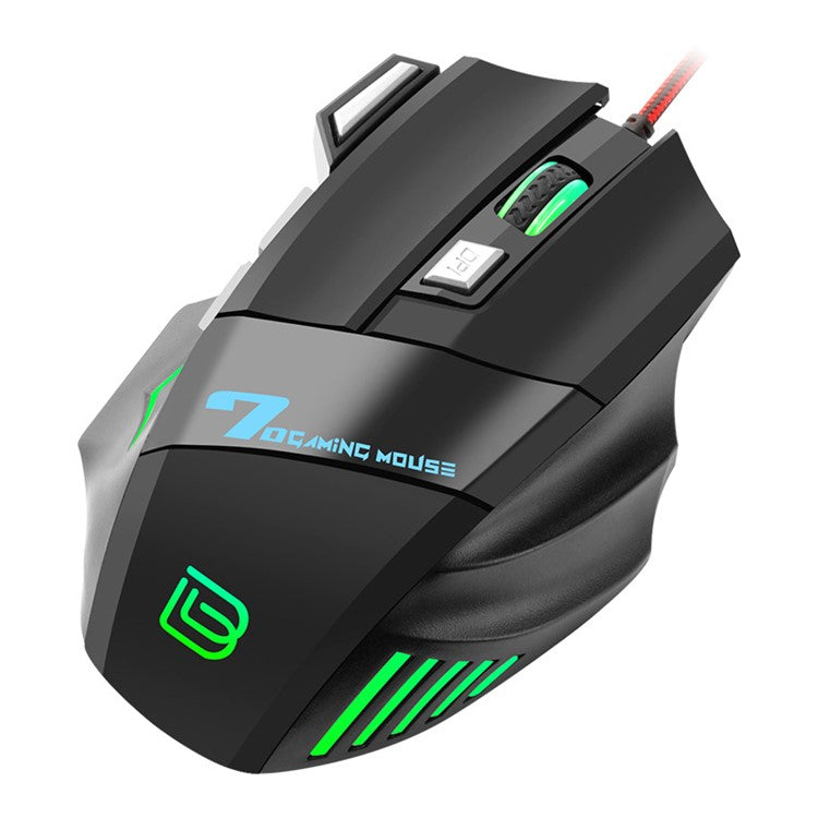 BAJEAL G5 7-Key 3200DPI Optical Mouse RGB Light USB Wired Computer Laptop Gaming Mice