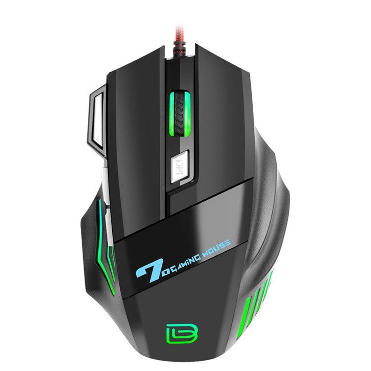 BAJEAL G5 7-Key 3200DPI Optical Mouse RGB Light USB Wired Computer Laptop Gaming Mice