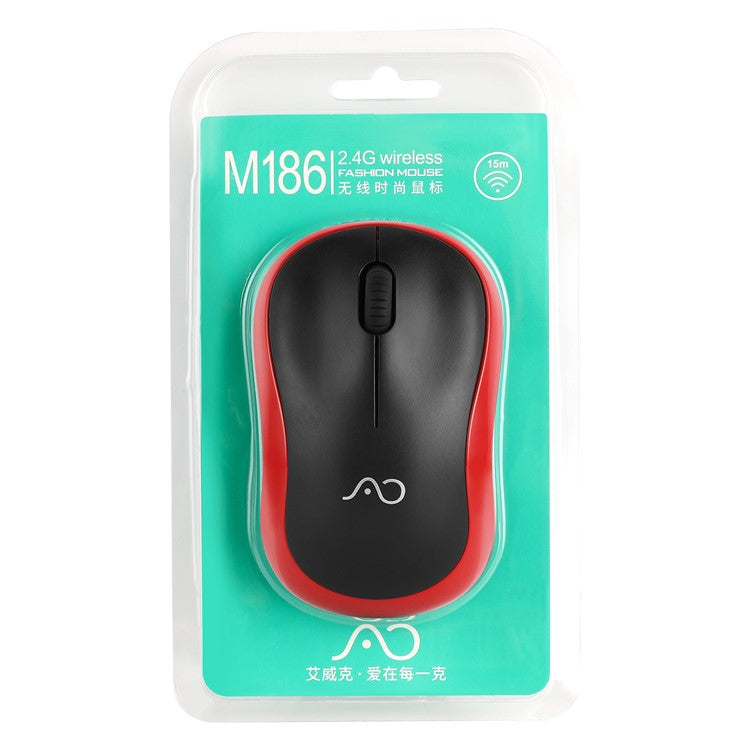 AONQ M186 2.4G Wireless Mouse Computer Silent Mice Ergonomic Mini Mouse USB Optical Mice for PC Laptop - Black  /  Grey