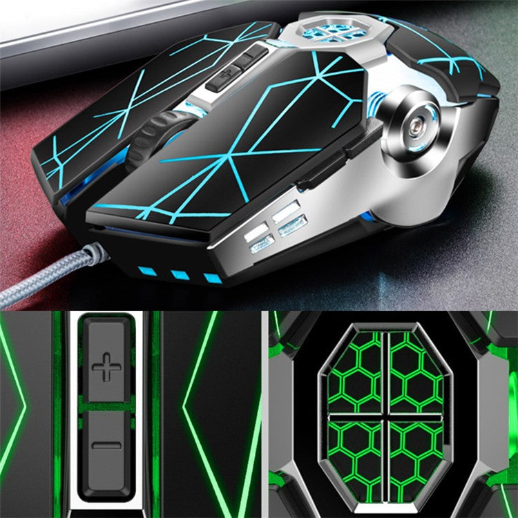 Q7 RGB Gaming Mouse USB Wired 4000 DPI Mechanical Mouse Ergonomic Gamer Computer Mouse for PC Laptop Computer - Star Crack