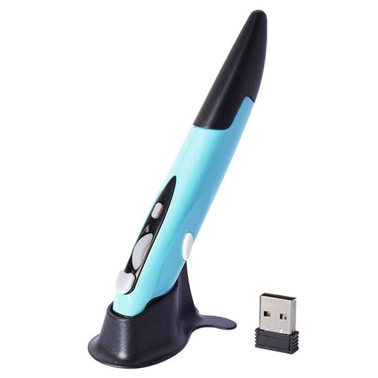 2.4G Wireless Mouse Creative Vertical Pen Mouse 1600 DPI Optical Ergonomic Mice for PC Laptop Notebook (No Battery) - Blue