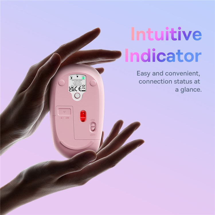 BASEUS FO1B Tri-Mode Wireless Mouse 800 / 1000 / 1600 DPI 2.4G / Bluetooth Mouse with Silent Button - Pink