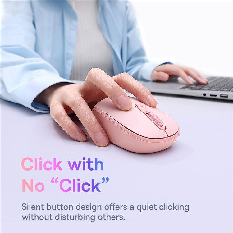 BASEUS FO1B Tri-Mode Wireless Mouse 800 / 1000 / 1600 DPI 2.4G / Bluetooth Mouse with Silent Button - Pink