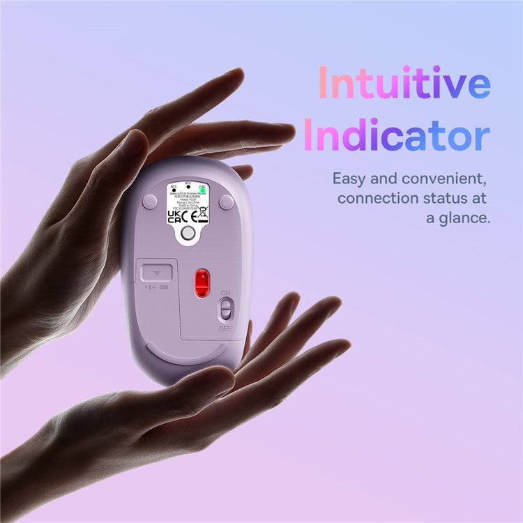 BASEUS FO1B Tri-Mode Wireless Mouse 800 / 1000 / 1600 DPI 2.4G / Bluetooth Mouse with Silent Button - Purple