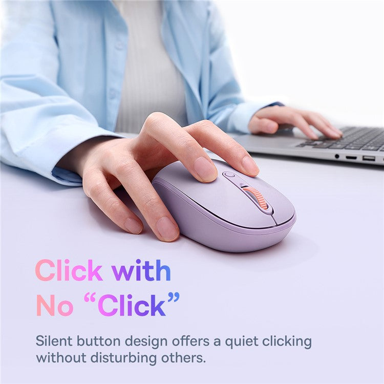 BASEUS FO1B Tri-Mode Wireless Mouse 800 / 1000 / 1600 DPI 2.4G / Bluetooth Mouse with Silent Button - Purple