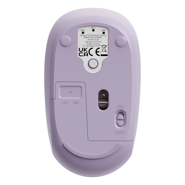 BASEUS FO1B Tri-Mode Wireless Mouse 800 / 1000 / 1600 DPI 2.4G / Bluetooth Mouse with Silent Button - Purple