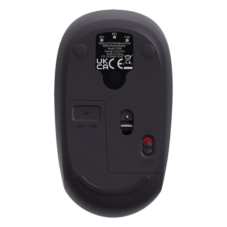 BASEUS FO1B Tri-Mode Wireless Mouse 800 / 1000 / 1600 DPI 2.4G / Bluetooth Mouse with Silent Button - Grey