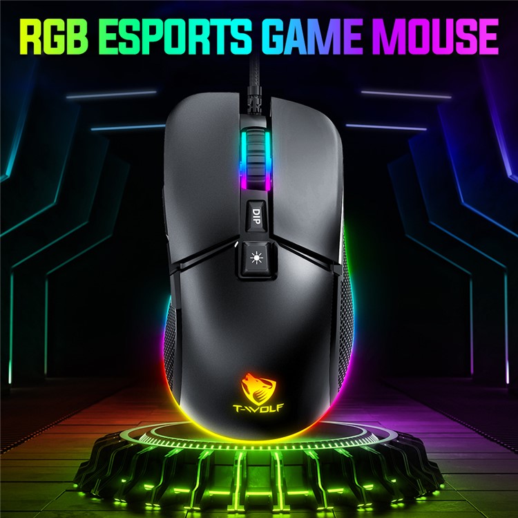 T-WOLF G590 USB Wired Gaming Mouse RGB Light 800-7200DPI ABS Computer Laptop Mice