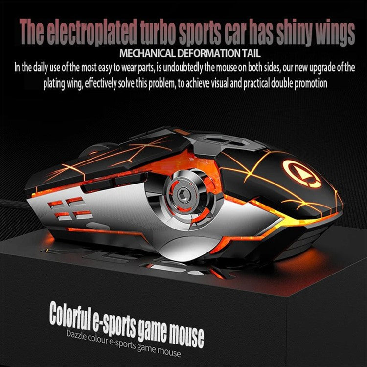 YINDIAO G3os 1.5m USB Wired Mouse 3200 DPI 7 Keys E-sports Mechanical Mouse - Matte Black / Silent