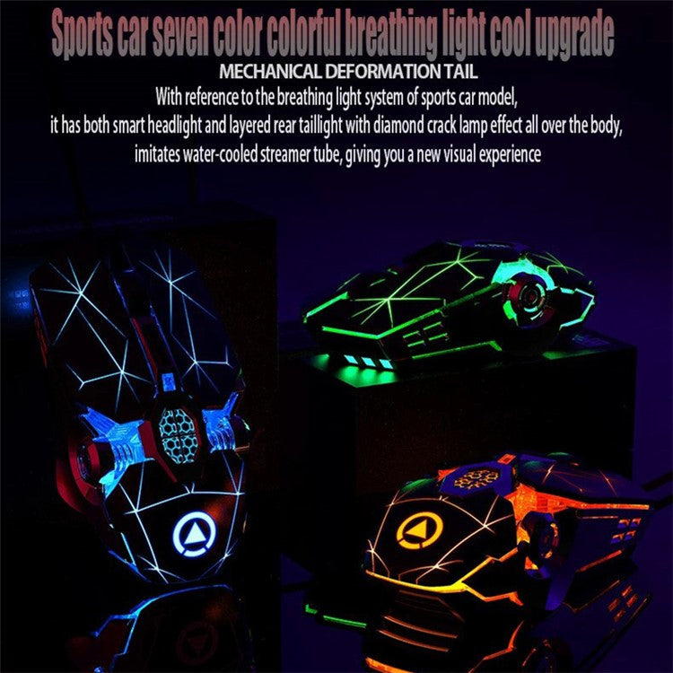 YINDIAO G3os 1.5m USB Wired Mouse 3200 DPI 7 Keys E-sports Mechanical Mouse - Matte Black / Silent