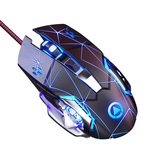 YINDIAO G15 1200 / 1800 / 2400 / 3600 Adjustable DPI 6 Keys Mechanical Gaming USB Wired Mouse, Silent Version - Black