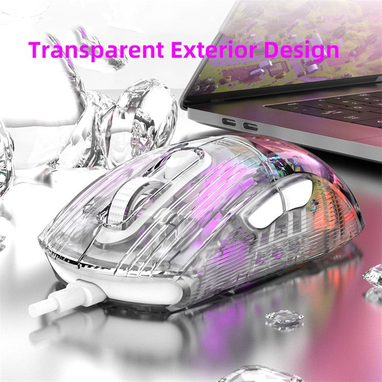 HXSJ X400B Wired Gaming Mouse 6 Adjustable DPI RGB Lighting Transparent Macro Programmable Mouse - White