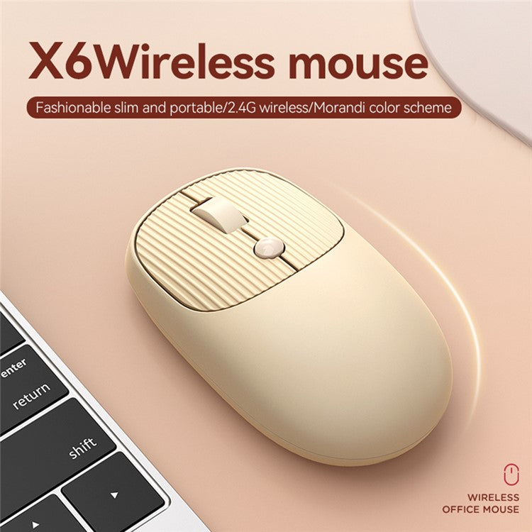T-WOLF X6 800 / 1200 / 2400 DPI Adjustable Ergonomic 2.4G Wireless Mouse for Laptop PC - Khaki