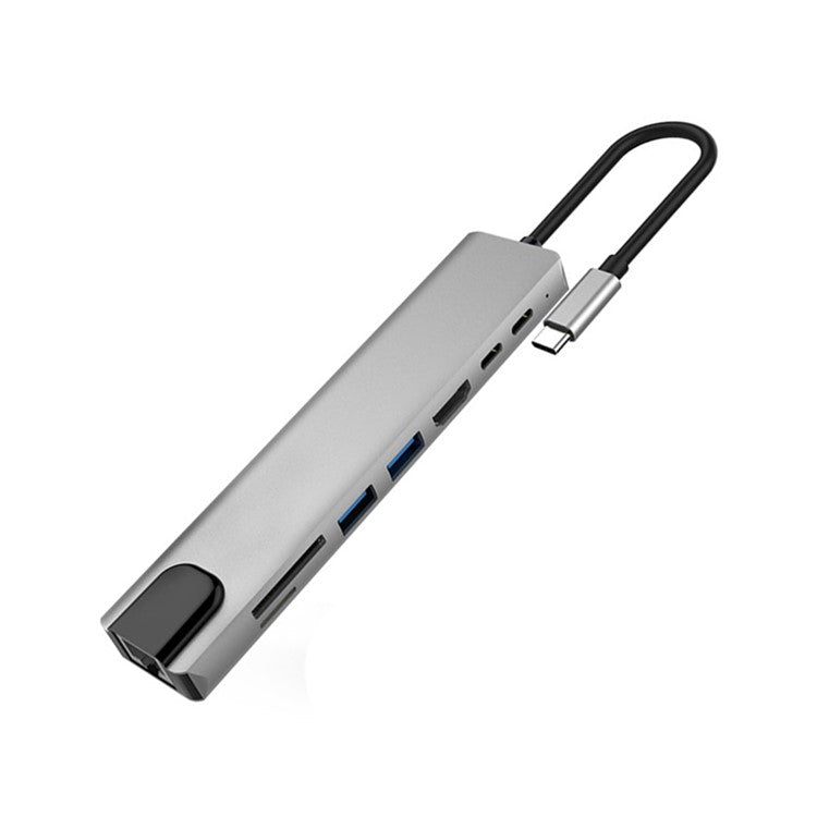 WC7367 8 in 1 USB-C HUB Multi-function SD/TF Card Reader HDMI RJ45 USB PD Type-C Docking Station Converter