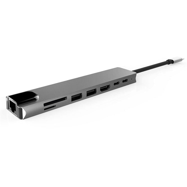 WC7367 8 in 1 USB-C HUB Multi-function SD/TF Card Reader HDMI RJ45 USB PD Type-C Docking Station Converter