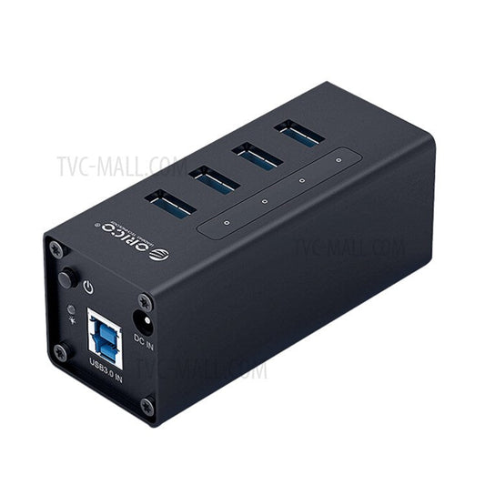 ORICO A3H4-SV Aluminum Alloy 4 Port USB3.0 HUB - Black/US Plug