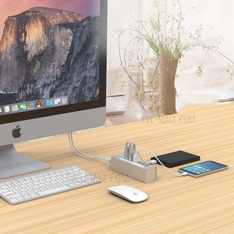 ORICO A3H4-SV Aluminum Alloy 4 Port USB3.0 HUB - Silver/EU Plug