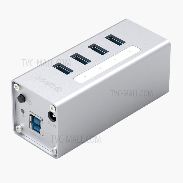 ORICO A3H4-SV Aluminum Alloy 4 Port USB3.0 HUB - Silver/UK Plug