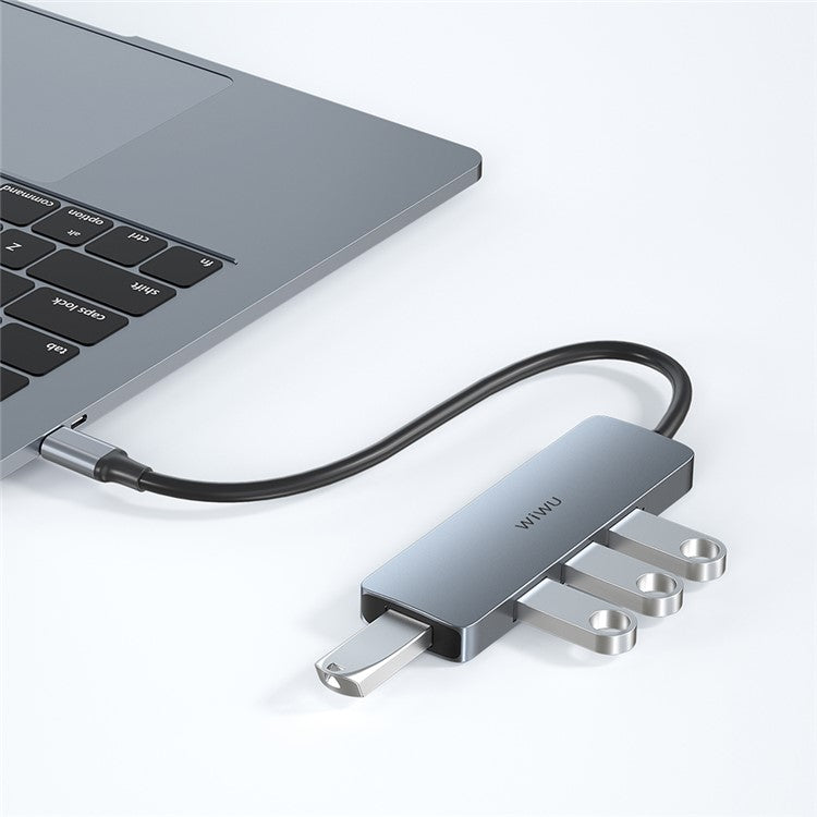 WIWU Alpha 440 Pro Type-C Hub to 4 X USB 3.0 Ports, High Speed Data Transmission Adapter for MacBook