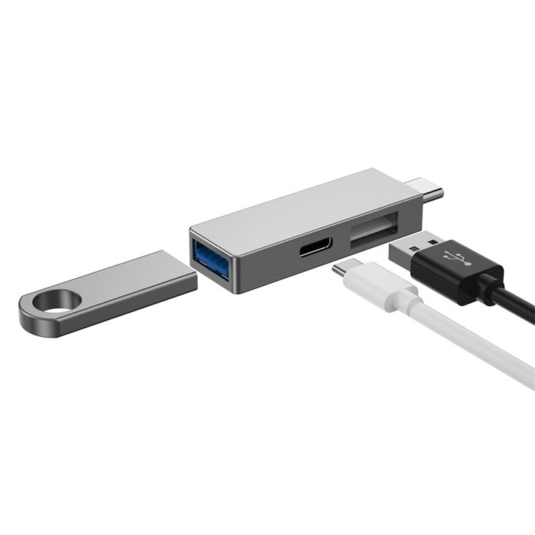 WIWU Alpha T02 Pro Type-C Male to PD USB-C + Dual USB Female Adapter 3-In-1 Converter