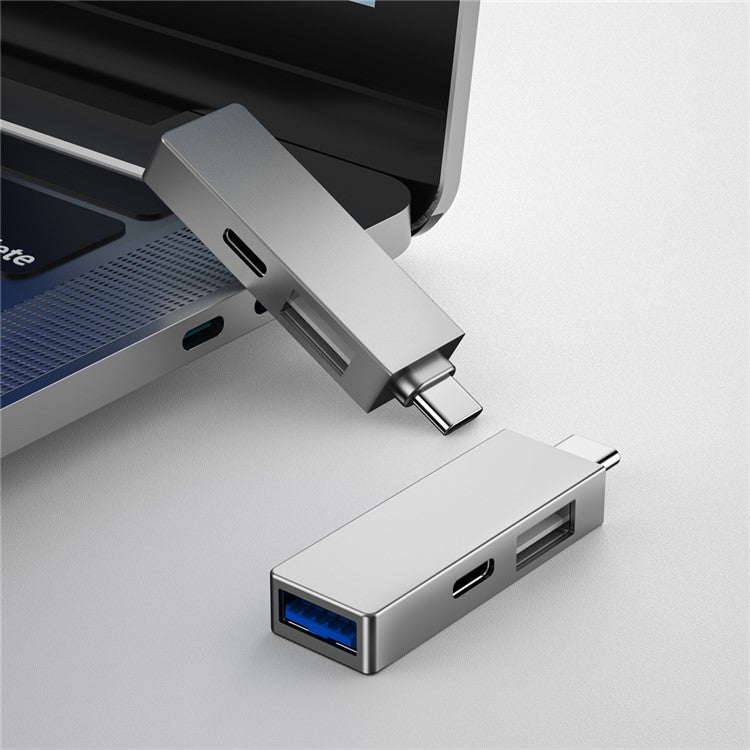 WIWU Alpha T02 Pro Type-C Male to PD USB-C + Dual USB Female Adapter 3-In-1 Converter