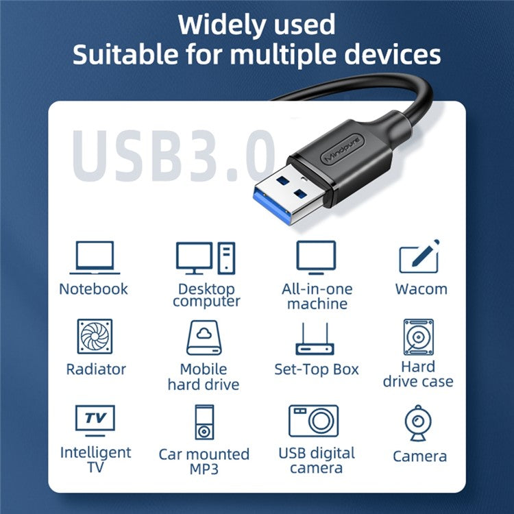 MINDPURE US101 0.5m High Speed Bi-Directional Data Transfer USB 3.0 Male to Male Extension Cable