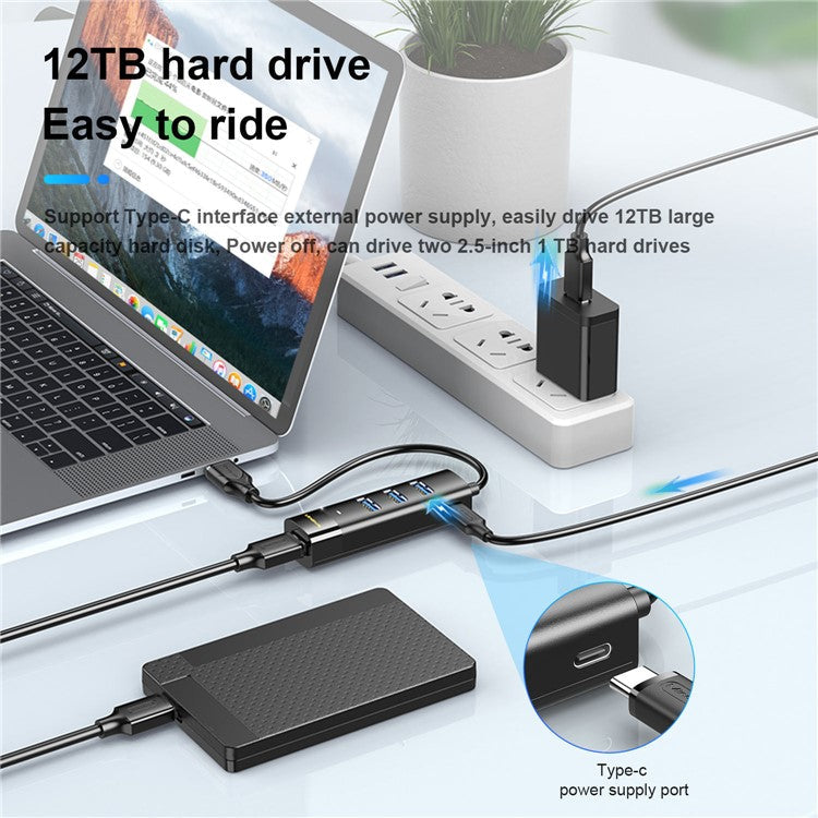 MINDPURE US023 0.3m Type-C to USB 3.0 4-Port Hub High Speed Laptop Docking Station
