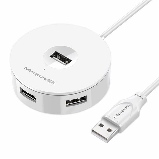 MINDPURE US018 0.5m USB to 4 X USB2.0 Docking Station Laptop Computer USB Hub Adapter - White