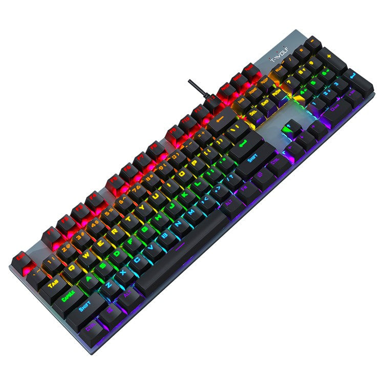 T-WOLF T17 USB Wired Keyboard 104-Key Color Backlit Computer Gaming Mechanical Keyboard