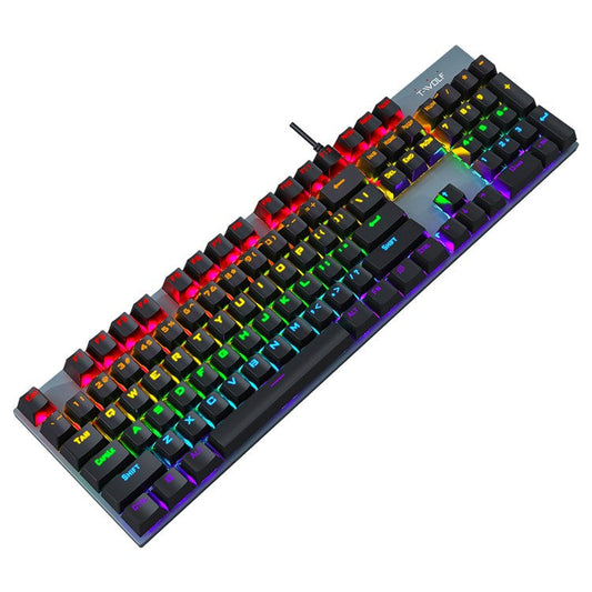 T-WOLF T17 USB Wired Keyboard 104-Key Color Backlit Computer Gaming Mechanical Keyboard