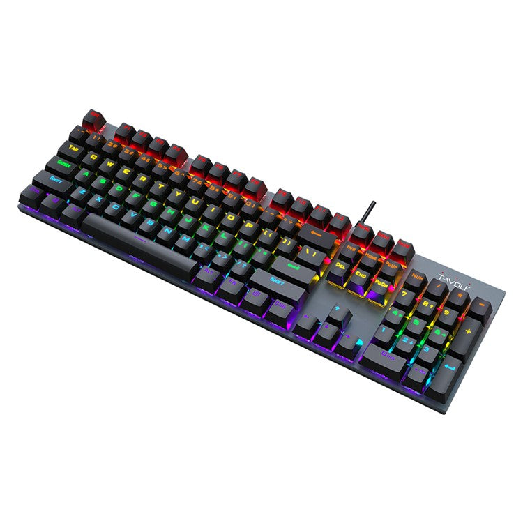 T-WOLF T17 USB Wired Keyboard 104-Key Color Backlit Computer Gaming Mechanical Keyboard