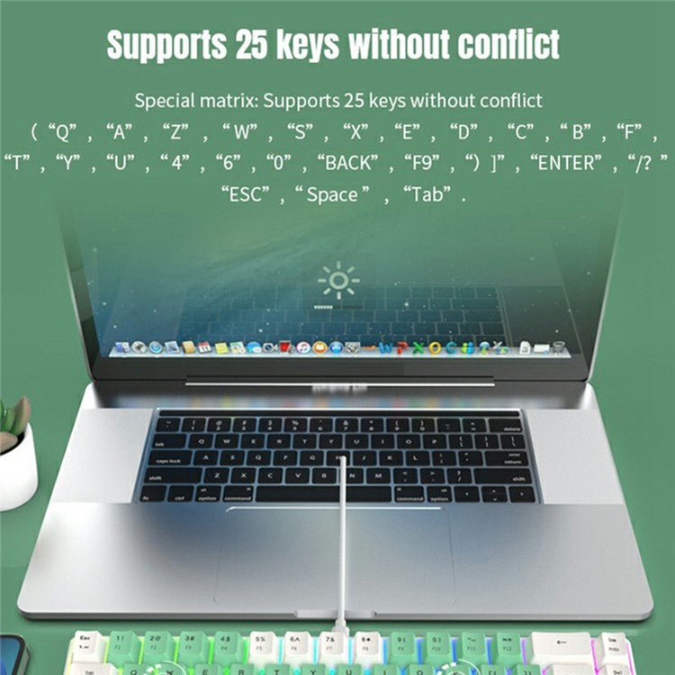 Y-FRUITFUL K701 68 Keys Wired Keyboard with RGB Light Mechanical Gaming Keyboard - White+Grey