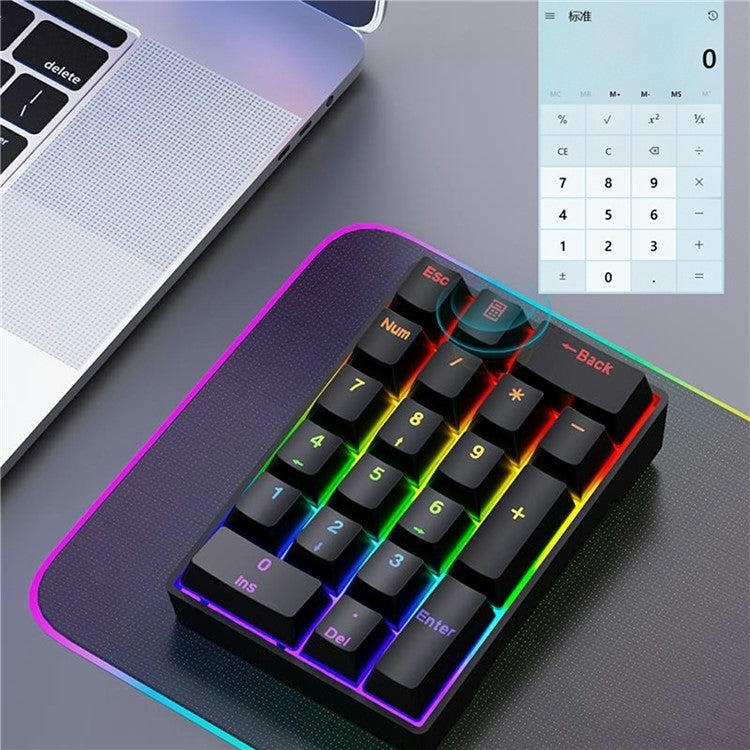 Y-FRUITFUL YF20 Laptop Mechanical Numeric Keypad 20 Keys RGB Backlit Wired External Mini Keyboard - Black