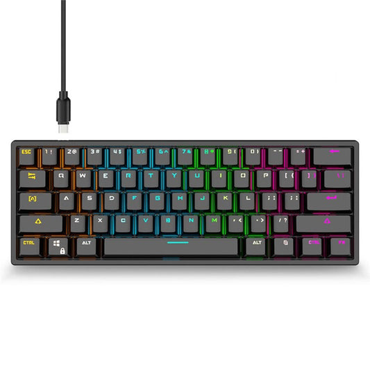 Y-FRUITFUL K33 61 Keys Type C Hot Swappable Mechanical Gaming Keyboard with RGB Light - Black