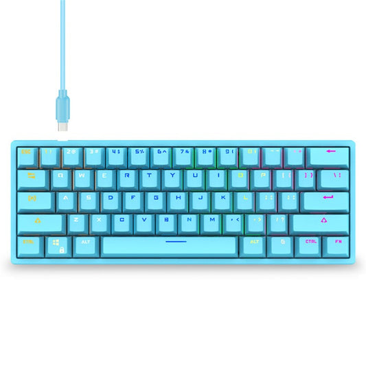 Y-FRUITFUL K33 61 Keys Type C Hot Swappable Mechanical Gaming Keyboard with RGB Light - Blue