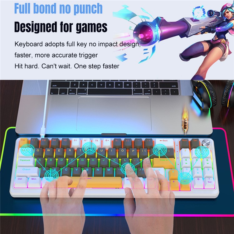 Y-FRUITFUL K78 Mechanical Keyboard 78 Keys RGB Backlit Wired Gaming Office Computer Keyboard - Black