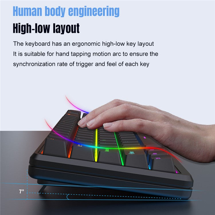 Y-FRUITFUL K78 Mechanical Keyboard 78 Keys RGB Backlit Wired Gaming Office Computer Keyboard - Black