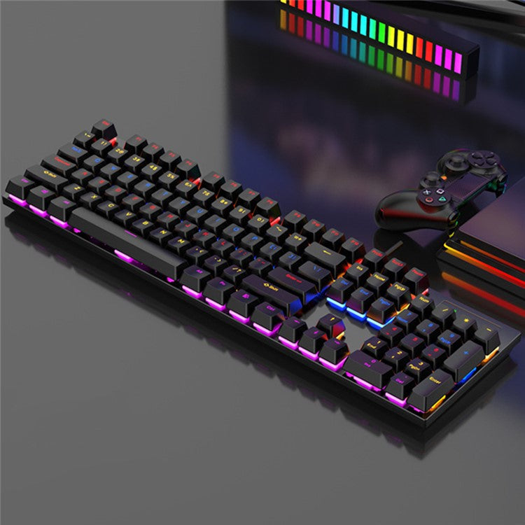 Y-FRUITFUL K104 Mechanical Keyboard Metal Cover Wired Keyboard for Gaming Home Office