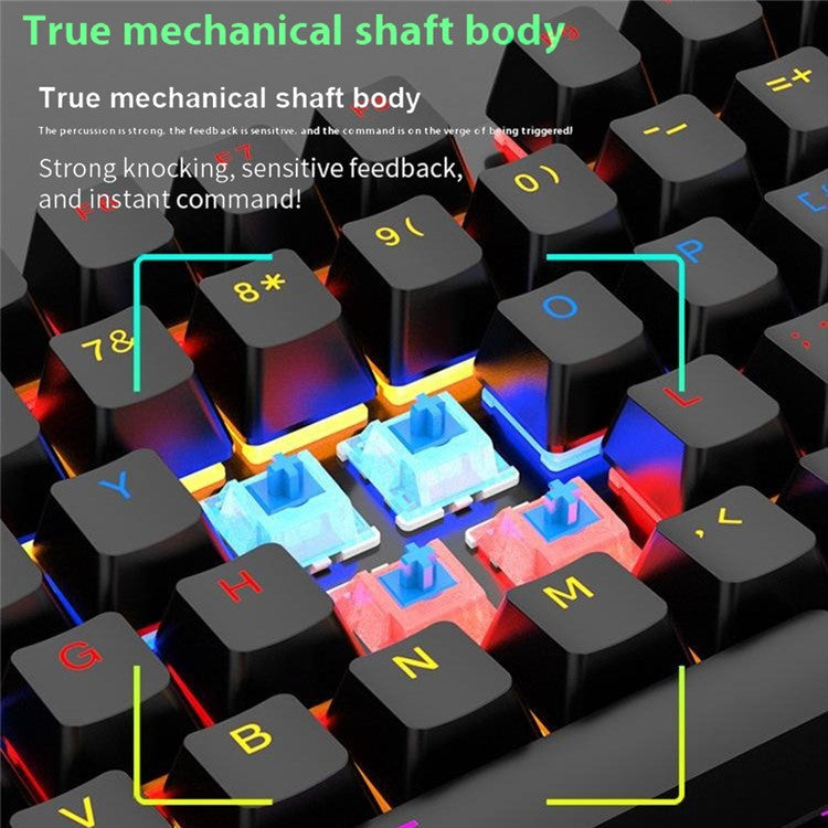 Y-FRUITFUL K104 Mechanical Keyboard Metal Cover Wired Keyboard for Gaming Home Office