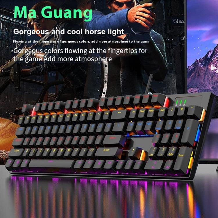 Y-FRUITFUL K104 Mechanical Keyboard Metal Cover Wired Keyboard for Gaming Home Office