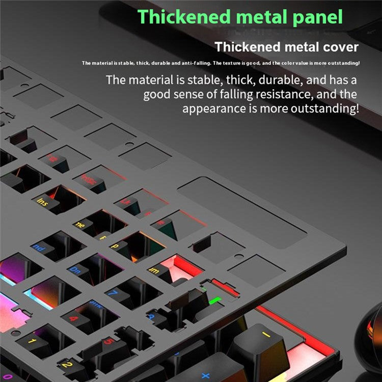 Y-FRUITFUL K104 Mechanical Keyboard Metal Cover Wired Keyboard for Gaming Home Office