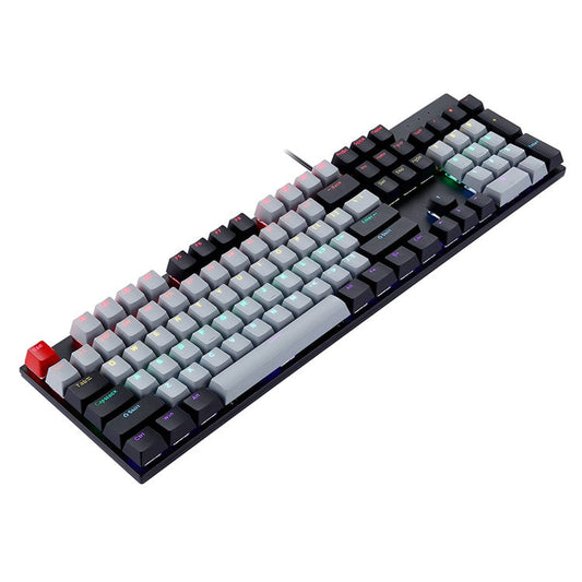 Y-FRUITFUL K135 104-Key RGB Mechanical Keyboard Gaming Office Waterproof Keyboard Blue Switches - Black  /  Grey