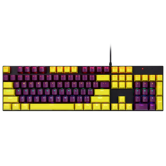 Y-FRUITFUL K135 104-Key RGB Mechanical Keyboard Gaming Office Waterproof Keyboard Blue Switches - Yellow  /  Purple